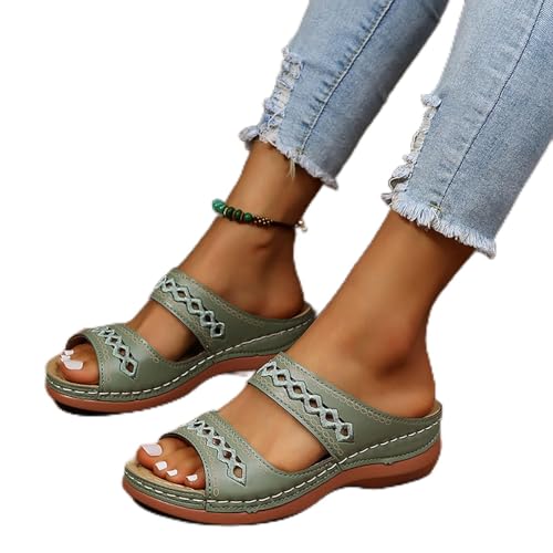 Women’s Orthopedic Sandals With Arch Support & Cushioned Footbed, Adjustable Wedge Platform Slides For Walking, Beach