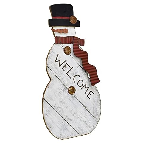 Veclotch Christmas Snowman Welcome Sign 22InH Rustic Wood Standing Snowman Porch Sign with Stake Xmas Holiday Yard Decor Indoor Outdoor Wood Snowman Sign Christmas Decoration (22InH) Cover