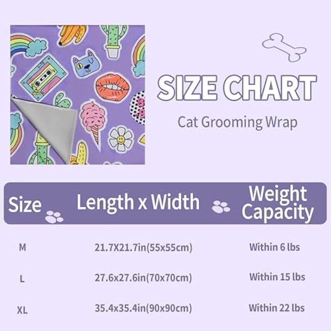 27.6 Cat Grooming Wrap,Self-Adherent Cat Wrap for Cutting Nails,Anti-Escape Cat Swaddle Wrap,Multifunctional Anti-Scratch Cat Restraint Wrap for Medicine,Nail Clipping,Ear Cleaning(Within 15lbs)-qKBDLLqG