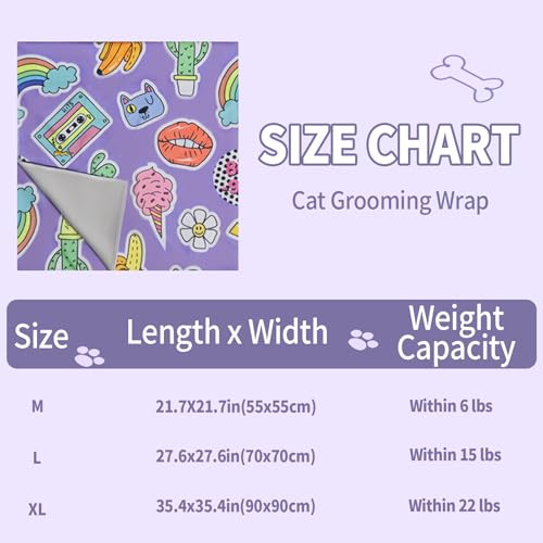 Image of 27.6 inch Cat Grooming Wrap,Self-Adherent Cat Wrap for Cutting Nails,Anti-Escape Cat Swaddle Wrap,Multifunctional Anti-Scratch Cat Restraint Wrap for Medicine,Nail Clipping,Ear Cleaning(Within 15lbs)