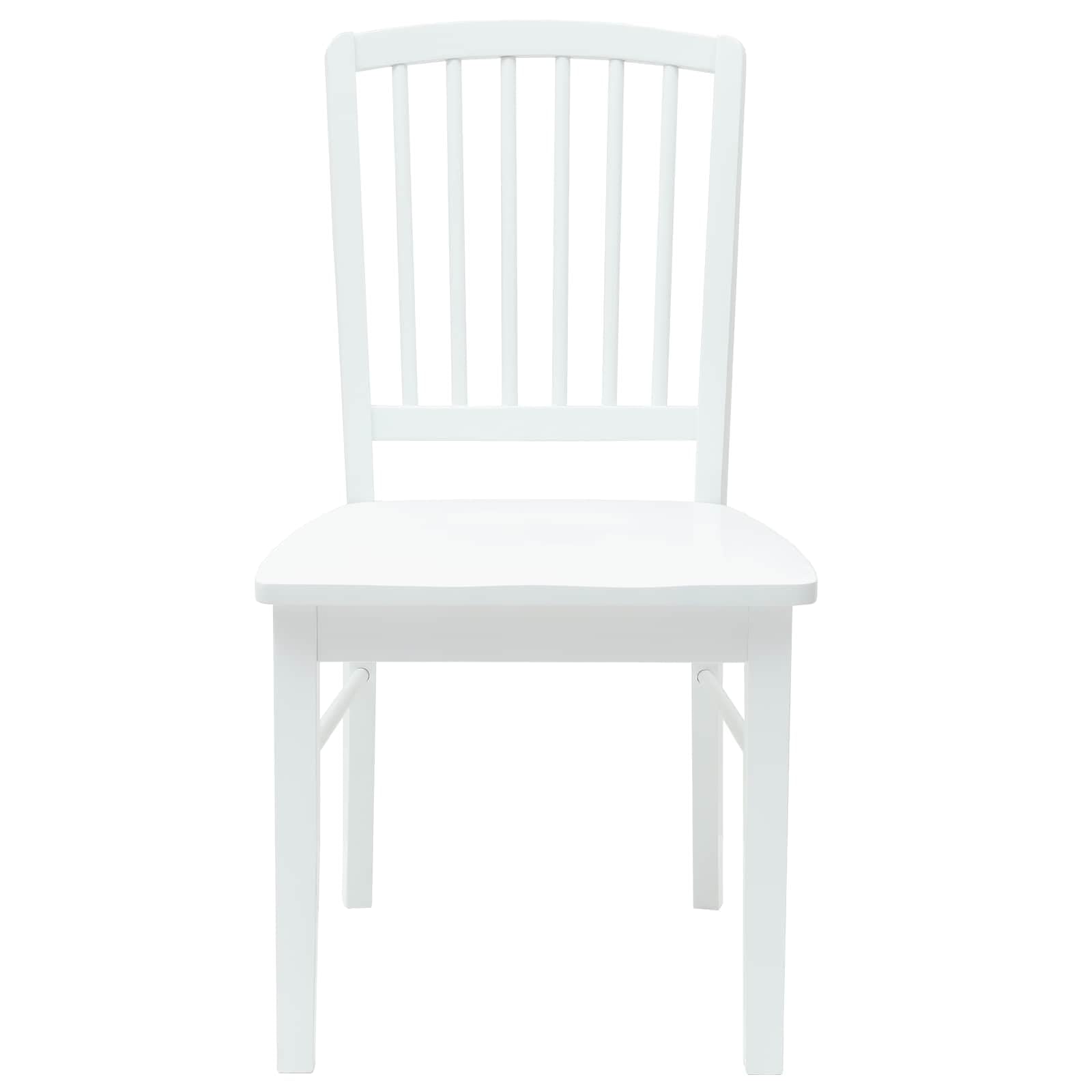 Lot de 2 chaises de salle à manger en bois d'hévéa massif blanc