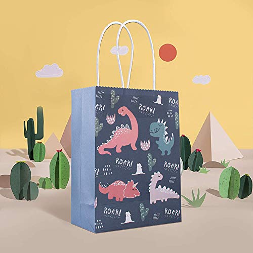 24 Pack Dinosaur Party Favor Bags-Great for Kids Birthday Parties, Celebrations, Fun Classroom Rewards & Treats, Carnivals, Games & Candy Goodie Grab Bag