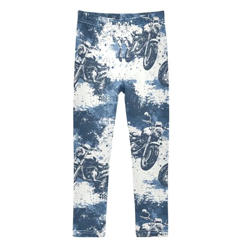 Boccsty Blue Motorcycles Pattern Girls Leggings Kids Yoga Pants Dance Active Tights 4T