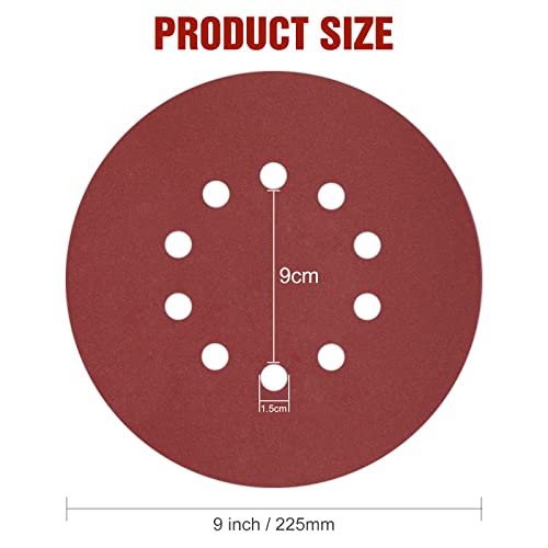 KONGMING 25 Pcs 225mm Sanding Discs Grit 320 9 inch Sanding Discs 10 Hole Hook and Loop for Drywall Sander - Image 3