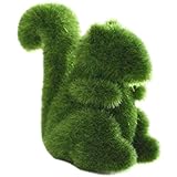 Eaarliyam Squirrel Statue, Squirrel Figurine, Green Flocked Squirrel Statue, 4x3.7 Inch Animal Topiary, Garden Statues for Outdoor Lawn Backyard, Animal Figurines