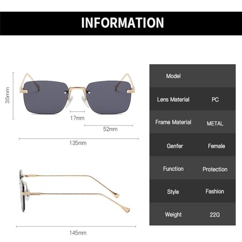 Lunettes de soleil carrées sans monture légères avec verres teintés géométriques - 2