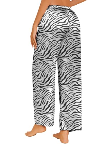 Image of Ekouaer Womens Silk Satin Pajama Lounge Pants Sleep Pj Bottoms with Pockets