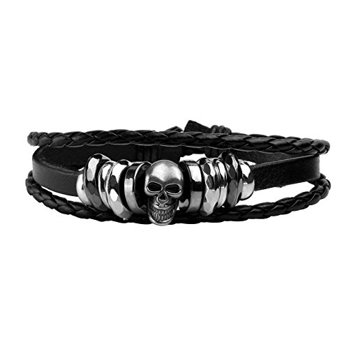 Eigso 6 Pcs Skull Leather Braided Bracelet Set for Men Women Retro Vintage Punk Pirate Cuff Wristbands for Man Woman - Image 4