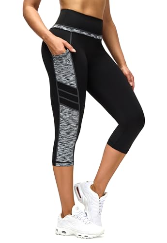 Rexspek Sporthose Damen 3/4 mit Tasche Blickdicht Leggings Damen Jogginghose Damen Fitnesshose M