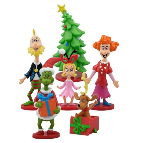 Ruz Conjunto de 6 peças de estatueta de Natal, vinil, 10 a 15 cm de altura, decoração de mesa Dr. Se
