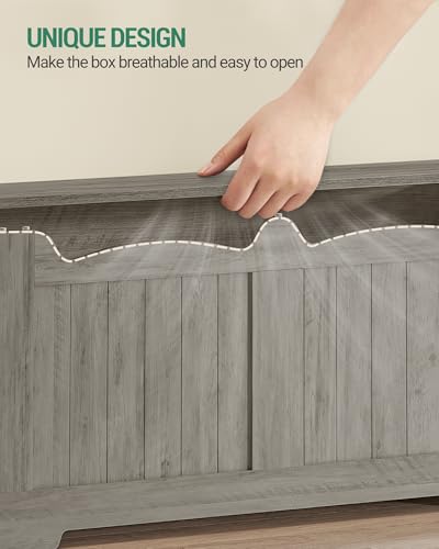 Image of Hzuaneri 39.4 inch Storage Chest, Storage Bench Trunk with 2 Safety Hinge,Wooden Box, Lift-Top Chest Organizer, Shoe Bench for Entryway, Bedroom, Living Room, Greige SB01005X