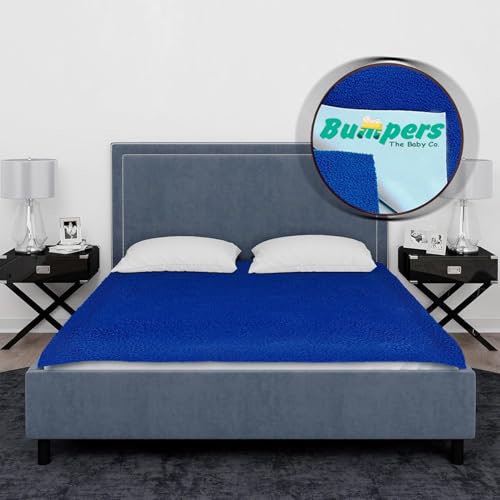 Image of Bumpers Waterproof Quick Dry Sheet for Baby|Bed Pad Extra Absorbent Washable Matress Protector|Baby Bed Protector Sheet for Toddler Children & Adult Double Bed, King Size (XXL, 260x200cm, Royal Blue)