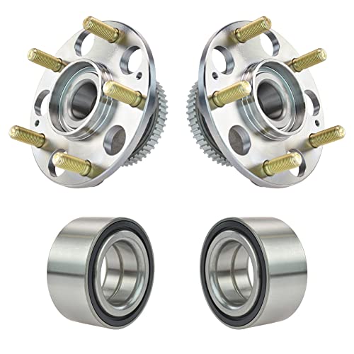 Image of TRQ 2 Piece Front Rear Wheel Bearing & Hub Assembly Set Compatible with 2004-2008 Acura TL 2003-2007 Honda Accord
