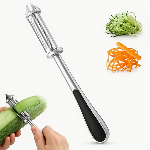 Image of Kitchen Expert Stainless Steel Fruit Peeler | 3-in-1 | Fruit & Vegetable Peeler | Shredder Slicer Grater for Salad, Potato, Carrot | for Kitchen Versatile Vegetable Peeler for Salad Preparation