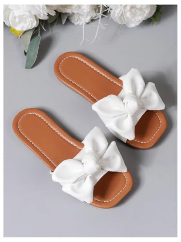 Image of Verdusa Girl's Bows Square Toe Sandals Casual Summer Flat Sandal