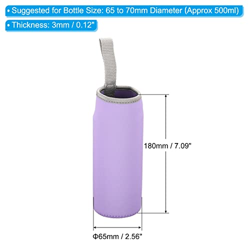 PATIKIL 65mmx180mm Water Bottle Sleeve, 4 Pack Neoprene Insulated Bottle Bag Holder Carrier Pouch with Finger Strap, Light Purple - Image 2