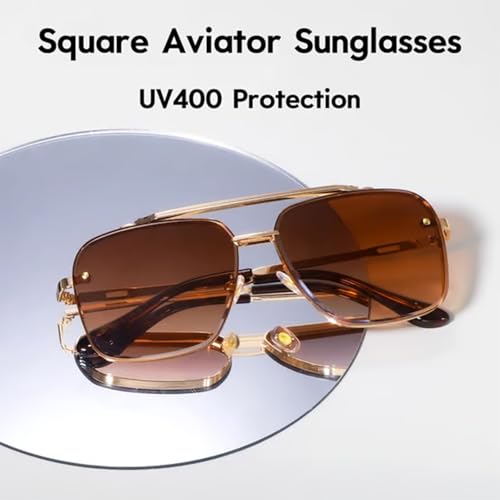 Kngdrt Pickelect Aviator Sunglasses, Gradient Uv400 Protection for Women & Men, Lightweight Square Aviator Sunglasses2