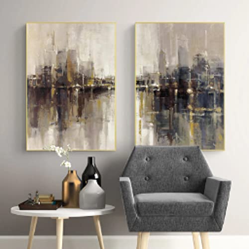 Pintura sobre lienzo de paisaje urbano dsdsgog de 40x60cm para decoracion de pared moderna 2