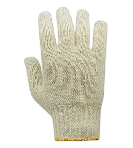 Magid T193 Knitmaster Standard Weight Machine Knit Gloves, Cotton Poly Blend, Men's (Fits Large), Natural (12 Pairs) #TOP2