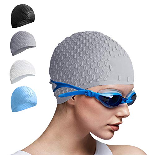 Tripsky Silicone Swim Cap,Comfortable Bathing Cap Ideal for Curly Short Medium Long Hair