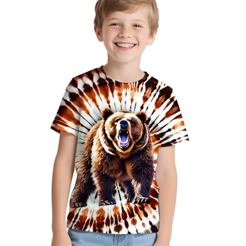 Image of Kids Neon Tie Dye Shirt for Boys Girls Tie-Dye T-Shirt Hippes Tshirt Senior Children Tee Size 6-16 Years Age