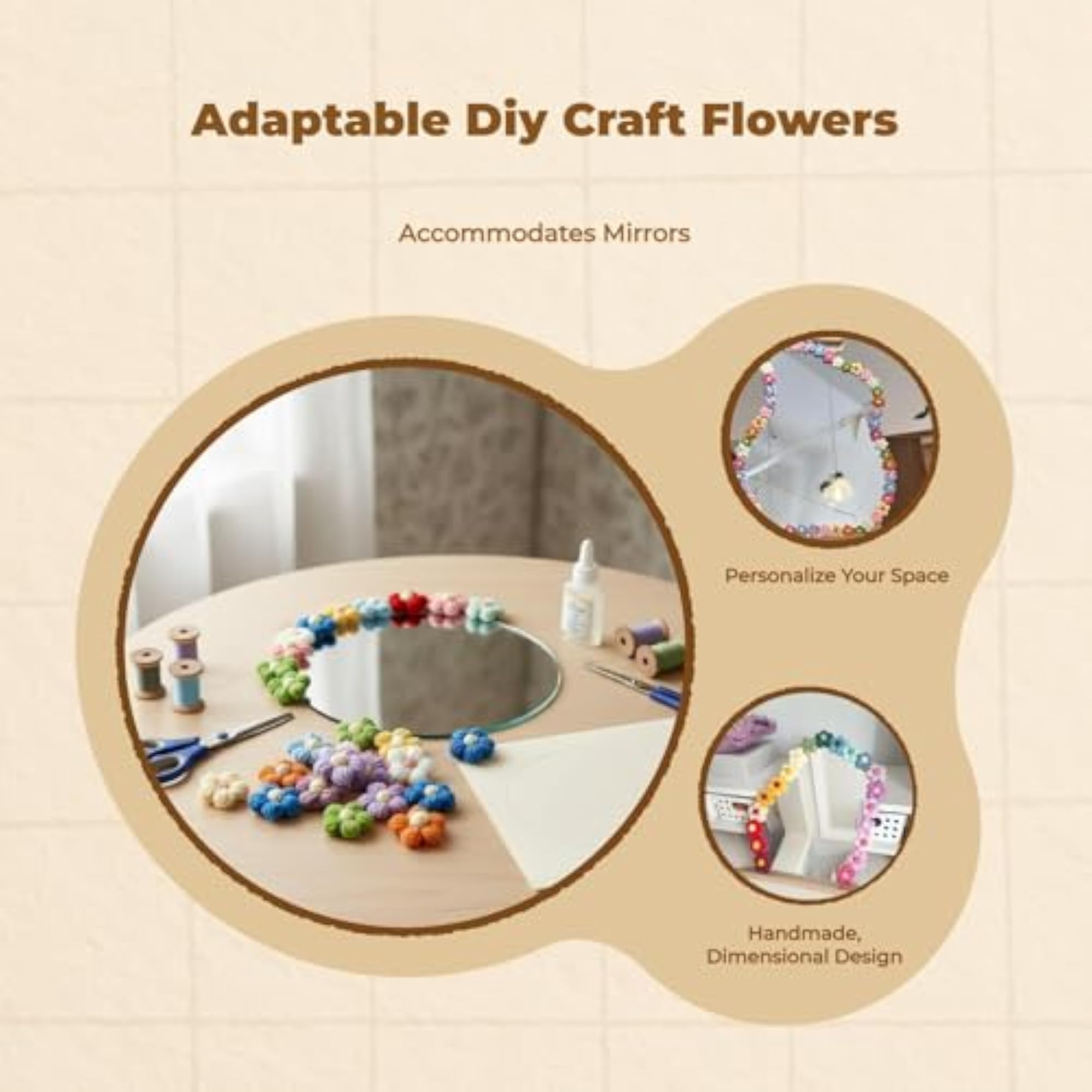 DIY Mirror Soft Flower Border, Creative DIY Frame
