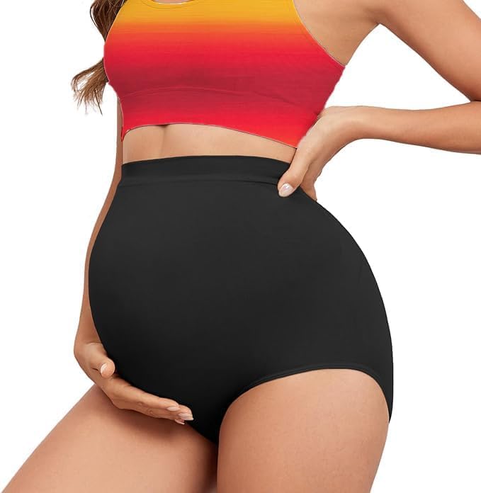 tummy High Waist Maternity Underwear for Pregnancy - Soft Cotton Over Bump Briefs for Pregnant Women - Full Coverage Stretch Panties - Breathable Supportive Maternity Panty - Pack 1-picture-25