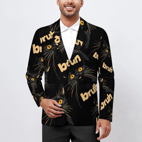 Meme Saying Cat Bruh Casual Men's Blazers Two Button Lapel Suits Jacket Lightweight Sport Coats2