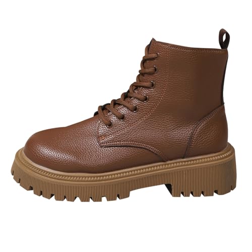Bottes de combat en cuir synthétique doré à lacets femme