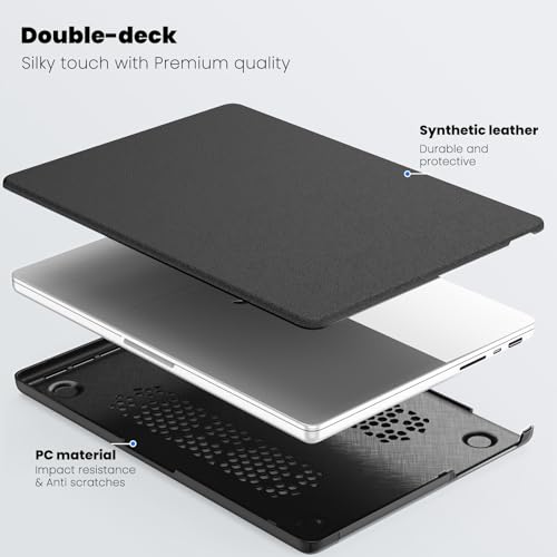 Coque MacBook Pro 14 étui cuir robuste M1 M3 M4 gris A2442