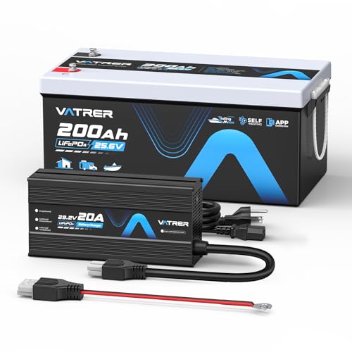 Image of 24V 200AH Self-Heating LiFePO4 Lithium Battery + 29.2V 20A Lithium AC-DC Battery Charger, Deep Cycle LiFePO4 Battery Built-in 200A BMS for Trolling Motors, RV, Off-Grid Applications, etc.