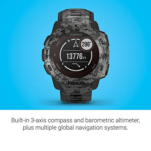 Image of Garmin Instinct Solar, Solar-Powered Rugged Outdoor Smartwatch, Built-in Sports Apps and Health Monitoring, Graphite Camo