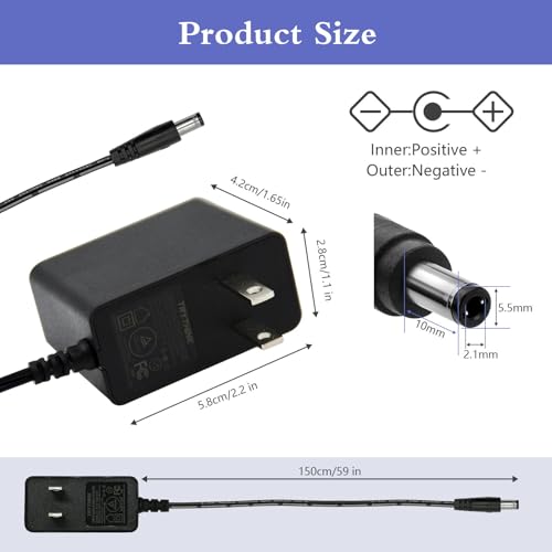 5V 2A 1A 0.8A 0.5A Power Supply Adapter, 10W AC/DC Adapter 100-240V AC to DC 5V Power Cord Converter with 5.5mm x 2.1mm Plug and 9 Interchangeable Plug, for 5V Electronic Devices ONLY (1 Pack) by TRYTHINK - Image 3