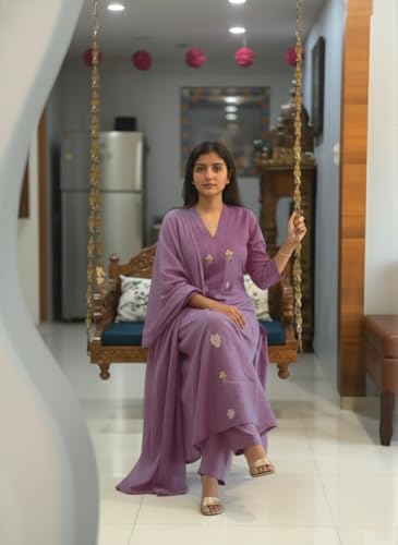 Image of ANNI Designer Women's Rayon Viscose Straight Kurta Set with Pant and Dupatta | Stylish Long Kurti Dress for Festive, Party, and Ethnic Wear
