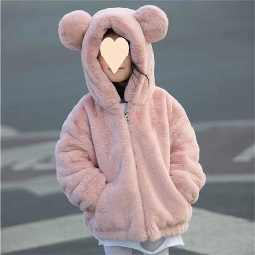 Kids Girl's Zip Up Fuzzy Fleece Jacket Cute Teddy Ultra Soft Bear Ears Hoodie Sweatshirt Toddler fall Winter Coat2