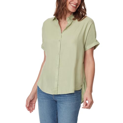 Image of Gloria Vanderbilt Women's Daisy Short Sleeve High-Low Button Down Shirt Standard