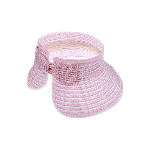 Kids Summer Roll Up Sun Visor Hat Wide Brim Straw Teens Beach Hat Cap Sun Hats with Bow for Girls3