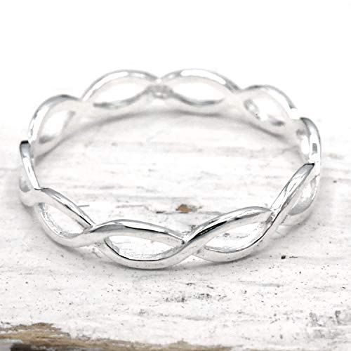 3mm Infinity Briaded Knot Eternity Band Ring Solid 925 Sterling Silver Sizes 5-102