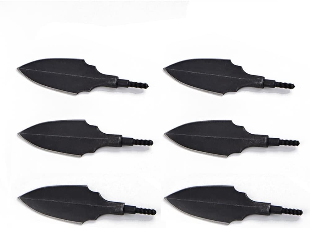 AMEYXGS 6/12 Pcs Traditional Hunting Broadheads Solid Metal Arrow Tips Black Arrowheads Archery Screw in Arrowheads for Hunting and Target