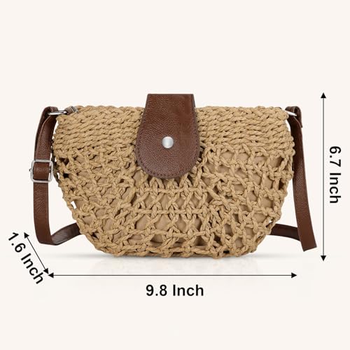Image of LEVOTIER Woven Straw Crossbody Bags for Women - Handmade Casual Beach Purse