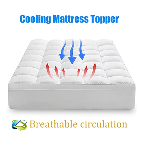 King Size Mattress Topper Extra Thick Cooling Mattress Pad Cover 3D Snow Down Alternative Fill Pillow Top With 8-21 Inch Deep Pocket #TOP1