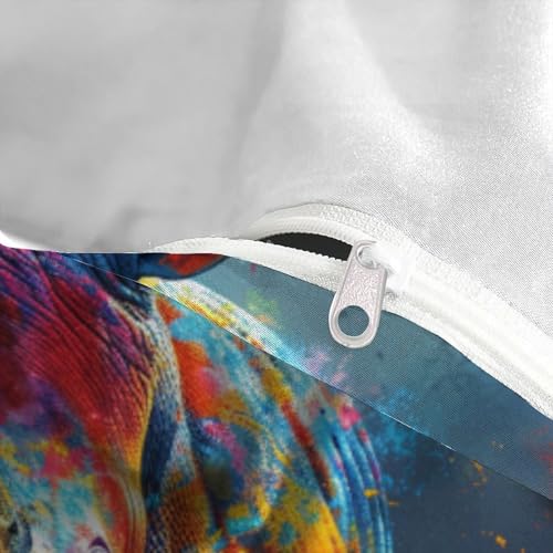 Housse de couette rhinocéros coloré parure de lit microfibre hypoallergénique lit double - 5