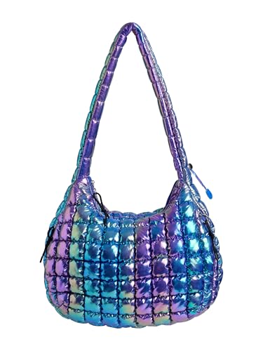 Image of Puffer Quilted Tote Bag for Women Nylon Crossbody Bags Puffy Purse Hobo Large Shoulder Bag Trendy