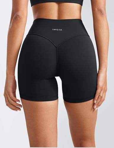 Womens High Waist No Front Seam Scrunch Butt Biker Shorts 5 Inches V-Back Scrunch Booty Gym Workouts2