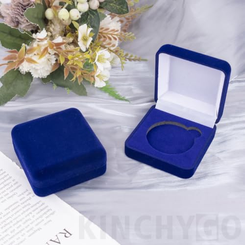 Caja para monedas de medalla terciopelo 2 pack azul compacto miniatura 5