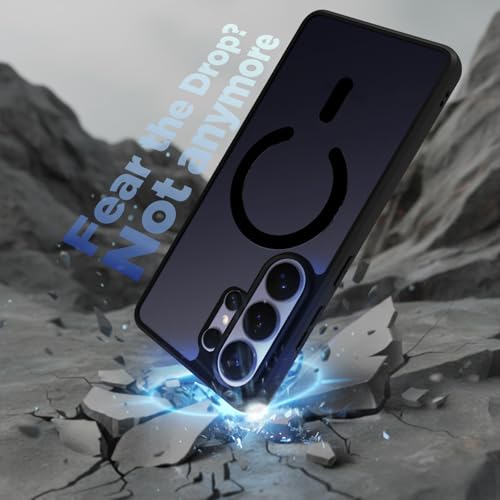 Image of RIGGEAR Shockproof Sleek Hybrid Armor Magnetic Back Cover Case Compatible with MagSafe Accessories for Samsung Galaxy S26 Ultra (Smoke Black Matte PC + Black TPU Bumper)