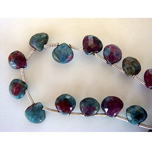 Rubis sur zoïsite naturelle en cœur pour atelier de bijoux et loisirs créatifs
