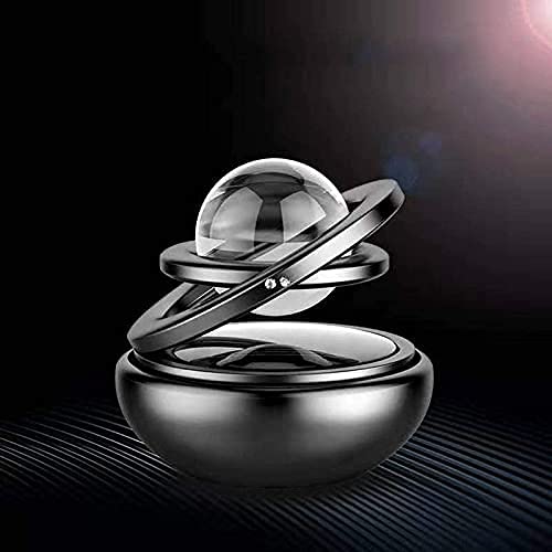 DWB Auto Trending Solar Powered Rotating Car Air Freshener Aromatherapy Aromacure Furnishing Car Interior Decoration Accessories Fresh Aroma Perfume Diffuser Fragrance (Metal_Black)