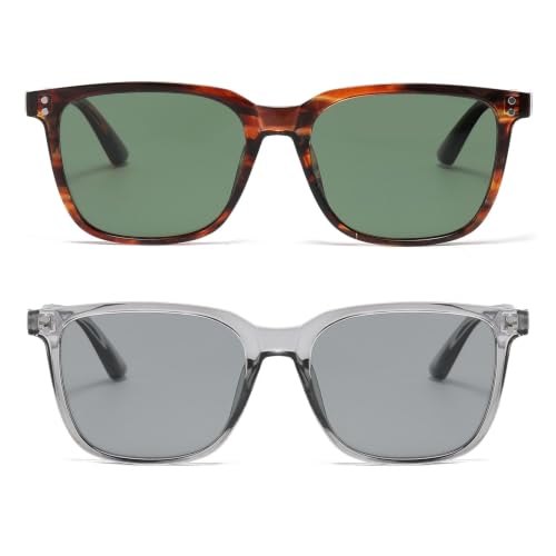 Image of Gleyemor Polarized Mens Square Sunglasses UV400 Protection Sun Glasses | Classic Retro Square Shades for Fashion, Driving Fishing Golf Outdoor Sport Shades