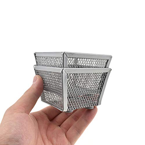 HAHIYO Stackable Paper Clip Mesh Holder Cup 2.2" Height 2 Pack Silver Sturdy